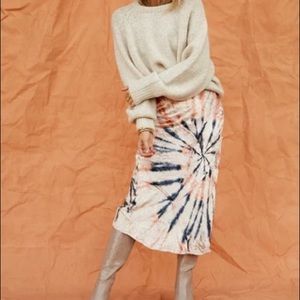 Free people velvet tie-dye skirt